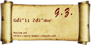 Gáli Zádor névjegykártya